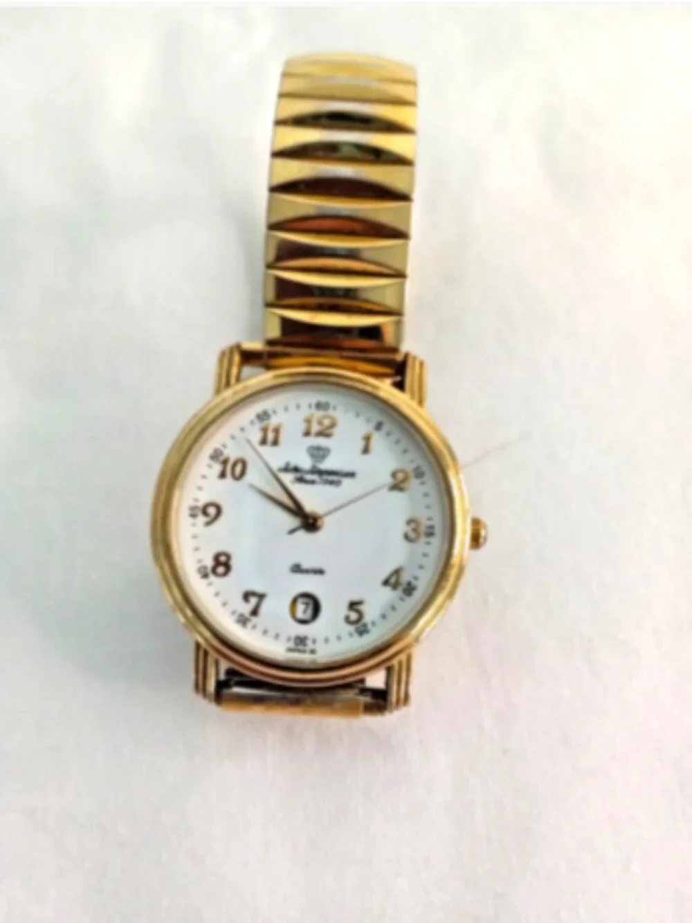 Jules Jurgensen Women's Gold Tone Quartz Watch 28mm Date Stretch Band Works